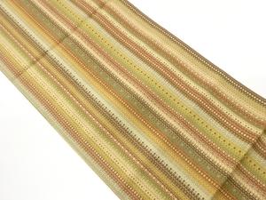 本場筑前博多縞に菱・幾何学模様織出し名古屋帯